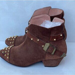 Desiderata Womens Suede Leather Pointed Toe Ankle Boots Brown Sz 6